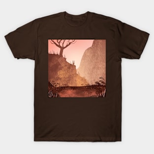 background with mountain and tree T-Shirt